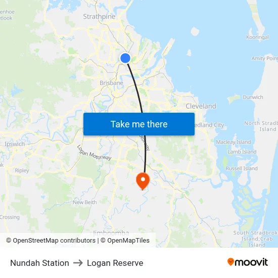 Nundah Station to Logan Reserve map