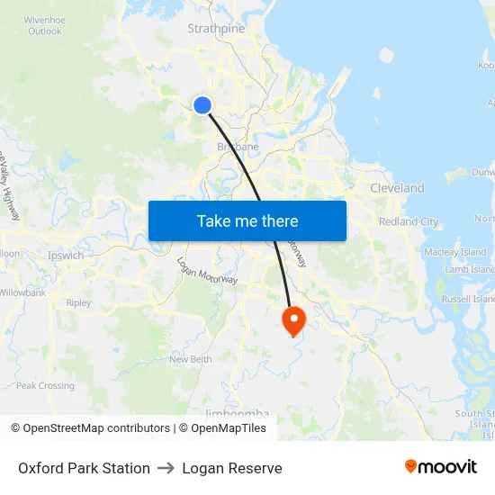 Oxford Park Station to Logan Reserve map