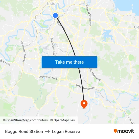 Boggo Road Station to Logan Reserve map