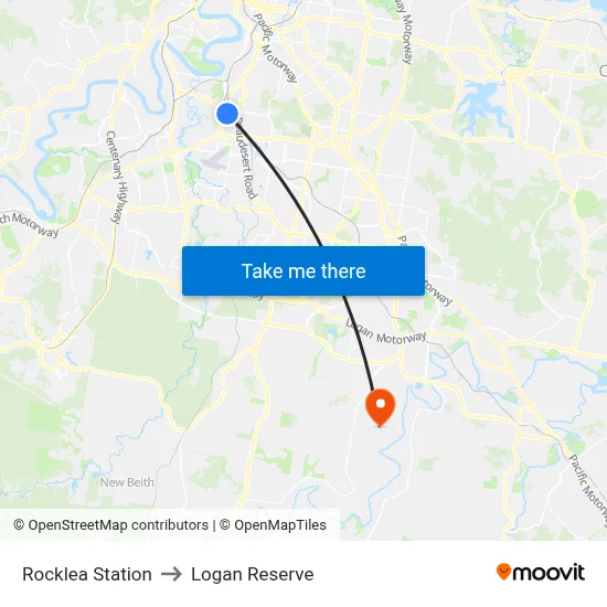 Rocklea Station to Logan Reserve map