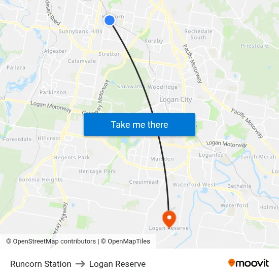 Runcorn Station to Logan Reserve map