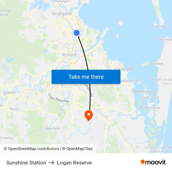 Sunshine Station to Logan Reserve map