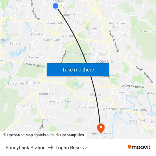 Sunnybank Station to Logan Reserve map