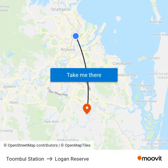 Toombul Station to Logan Reserve map
