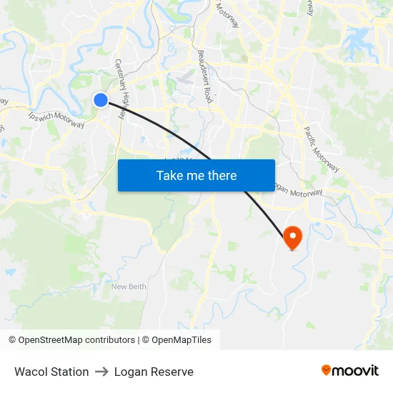 Wacol Station to Logan Reserve map
