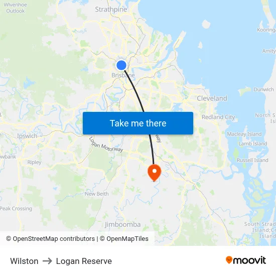 Wilston to Logan Reserve map