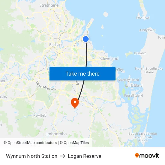 Wynnum North Station to Logan Reserve map