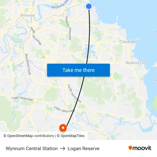 Wynnum Central Station to Logan Reserve map