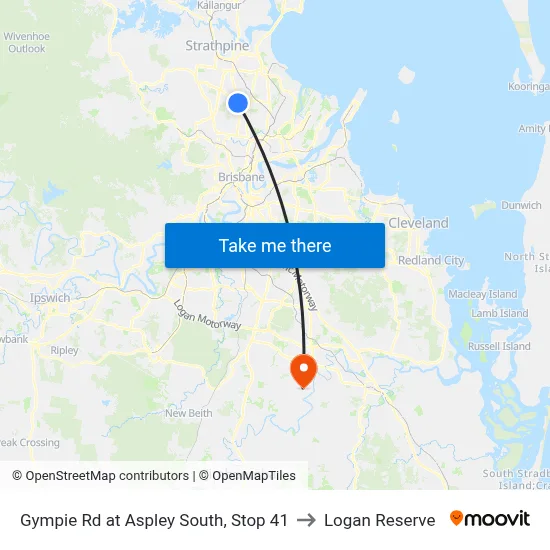 Gympie Rd at Aspley South, Stop 41 to Logan Reserve map
