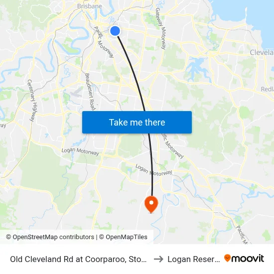 Old Cleveland Rd at Coorparoo, Stop 23 to Logan Reserve map