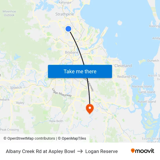 Albany Creek Rd at Aspley Bowl to Logan Reserve map