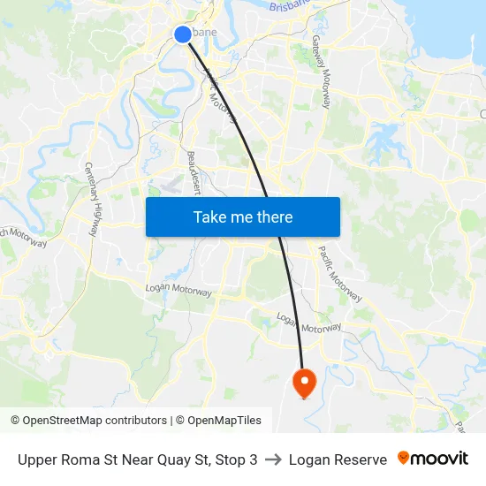 Upper Roma St Near Quay St, Stop 3 to Logan Reserve map