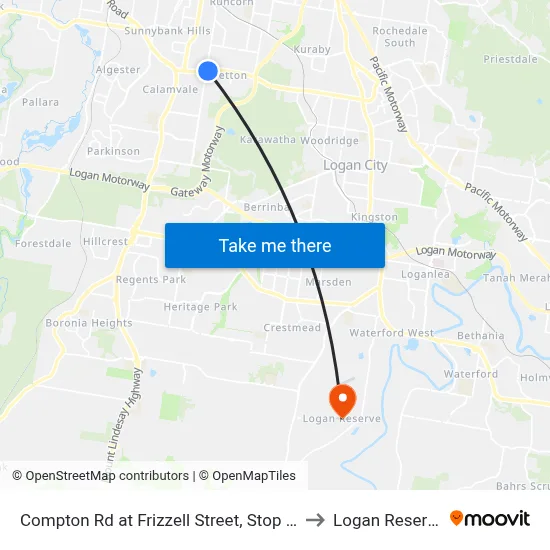 Compton Rd at Frizzell Street, Stop 85 to Logan Reserve map