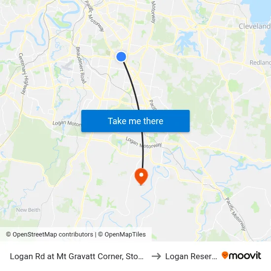 Logan Rd at Mt Gravatt Corner, Stop 44 to Logan Reserve map
