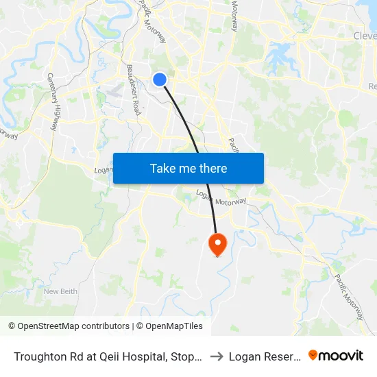 Troughton Rd at Qeii Hospital, Stop 37 to Logan Reserve map