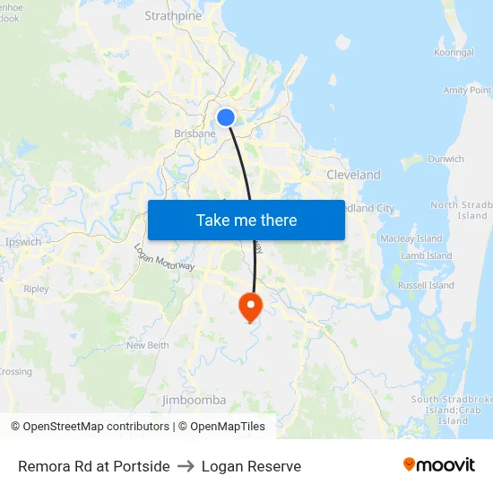 Remora Rd at Portside to Logan Reserve map