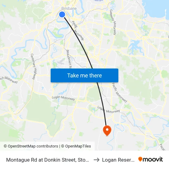 Montague Rd at Donkin Street, Stop 7 to Logan Reserve map