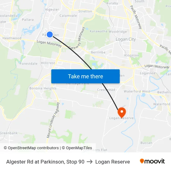 Algester Rd at Parkinson, Stop 90 to Logan Reserve map