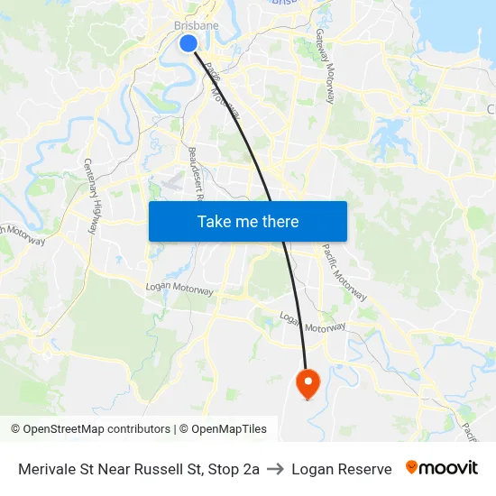 Merivale St Near Russell St, Stop 2a to Logan Reserve map