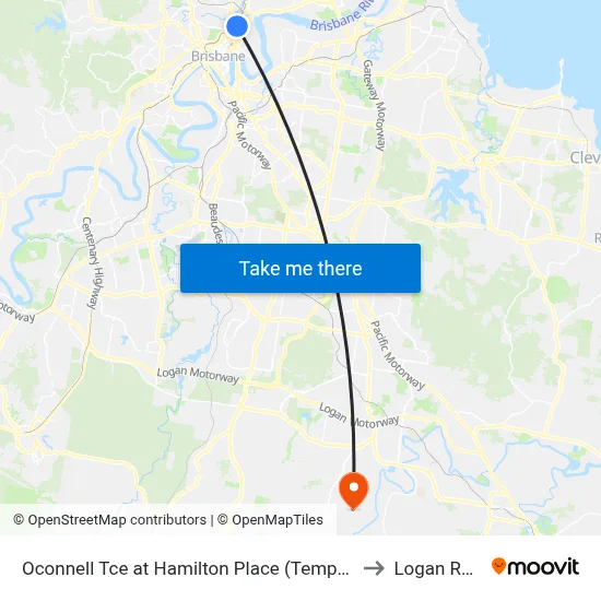 Oconnell Tce at Hamilton Place (Temporary Relocation) to Logan Reserve map