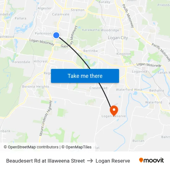 Beaudesert Rd at Illaweena Street to Logan Reserve map
