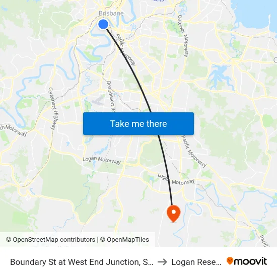 Boundary St at West End Junction, Stop 5 to Logan Reserve map