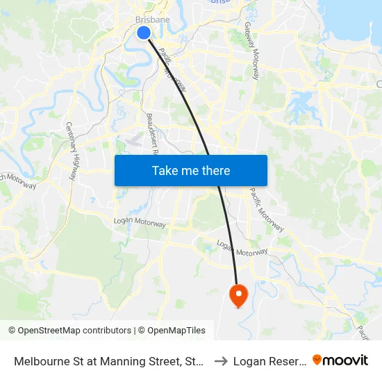 Melbourne St at Manning Street, Stop 4 to Logan Reserve map