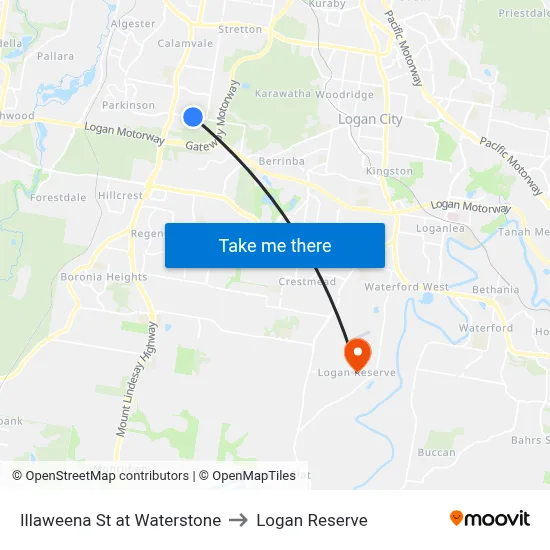 Illaweena St at Waterstone to Logan Reserve map