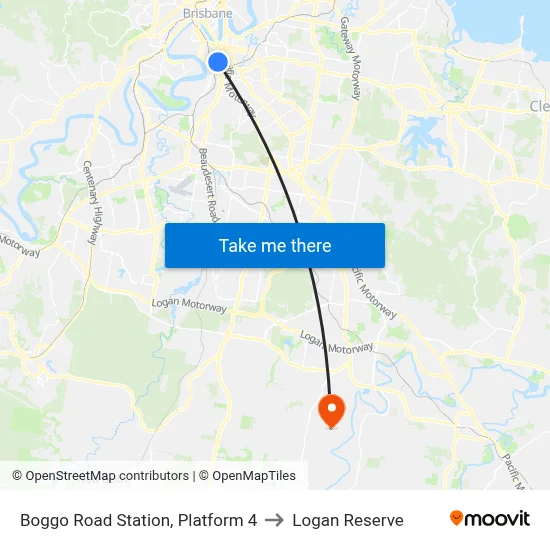Boggo Road Station, Platform 4 to Logan Reserve map