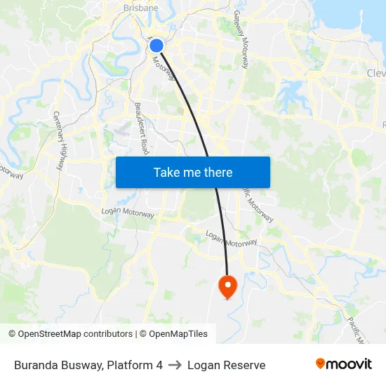 Buranda Busway, Platform 4 to Logan Reserve map