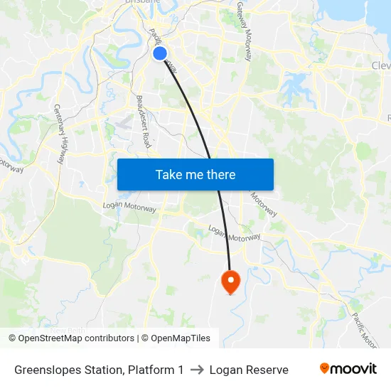 Greenslopes Station, Platform 1 to Logan Reserve map