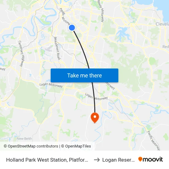 Holland Park West Station, Platform 1 to Logan Reserve map