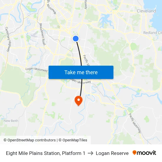 Eight Mile Plains Station, Platform 1 to Logan Reserve map
