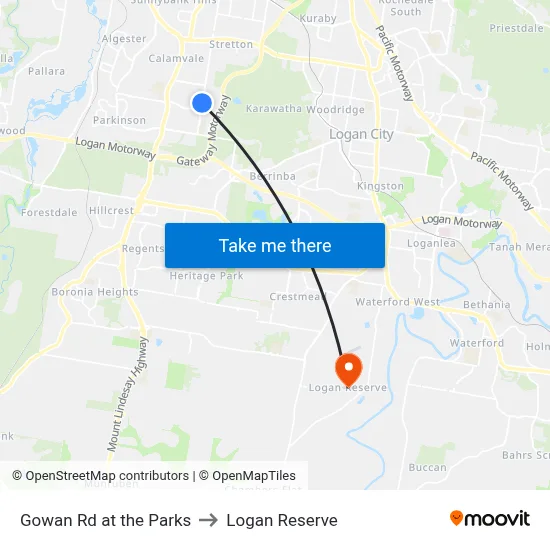 Gowan Rd at the Parks to Logan Reserve map