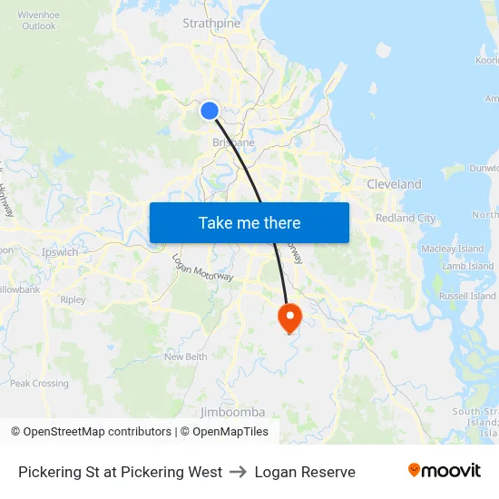 Pickering St at Pickering West to Logan Reserve map