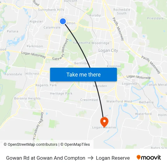 Gowan Rd at Gowan And Compton to Logan Reserve map
