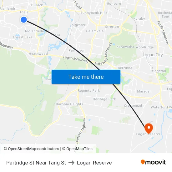 Partridge St Near Tang St to Logan Reserve map