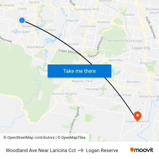 Woodland Ave Near Laricina Cct to Logan Reserve map