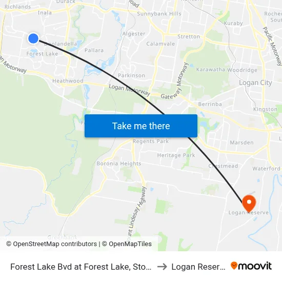 Forest Lake Bvd at Forest Lake, Stop B to Logan Reserve map