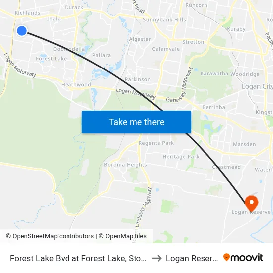 Forest Lake Bvd at Forest Lake, Stop E to Logan Reserve map