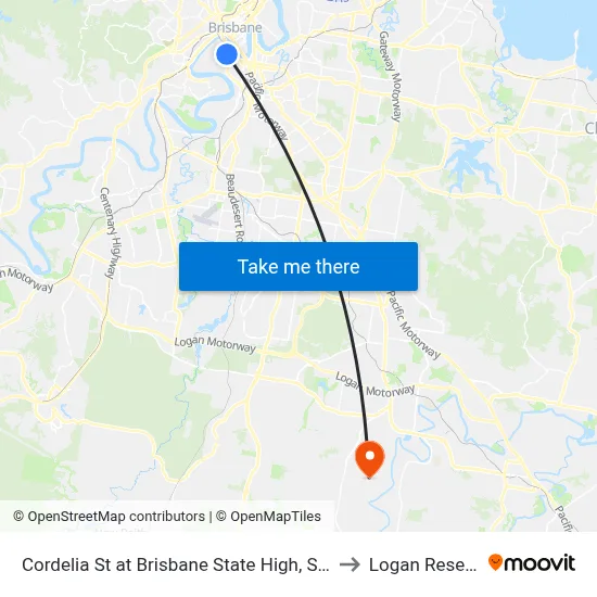 Cordelia St at Brisbane State High, Stop 3 to Logan Reserve map
