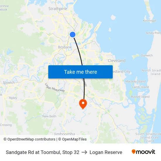 Sandgate Rd at Toombul, Stop 32 to Logan Reserve map