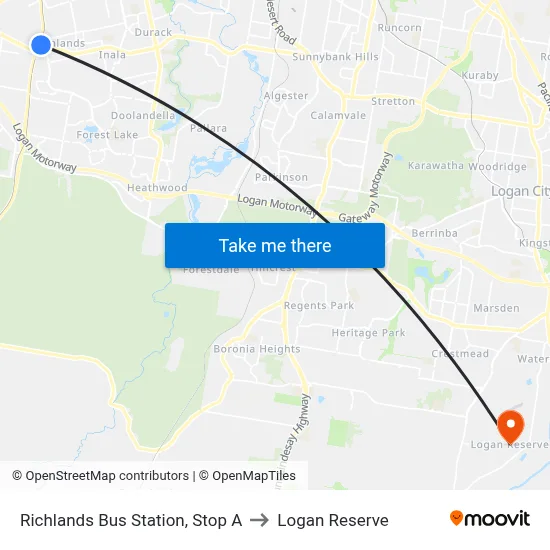 Richlands Bus Station, Stop A to Logan Reserve map