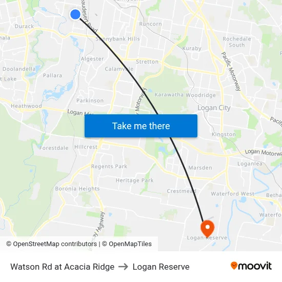 Watson Rd at Acacia Ridge to Logan Reserve map