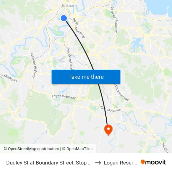 Dudley St at Boundary Street, Stop 24 to Logan Reserve map