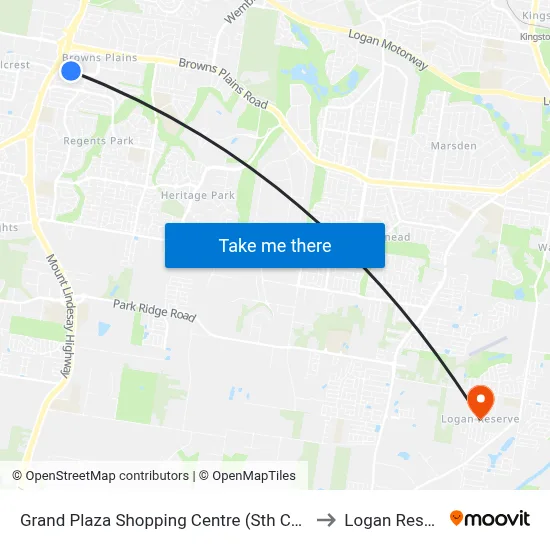 Grand Plaza Shopping Centre (Sth Car Park) to Logan Reserve map