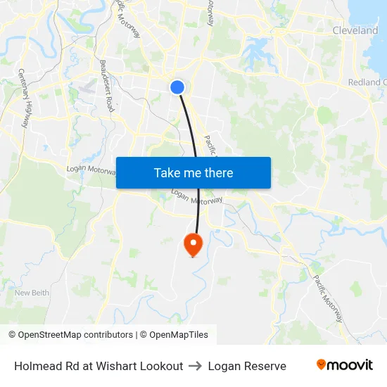 Holmead Rd at Wishart Lookout to Logan Reserve map