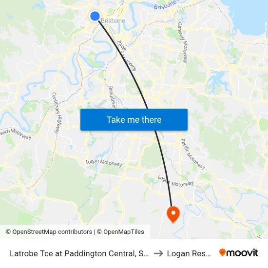 Latrobe Tce at Paddington Central, Stop 10 to Logan Reserve map