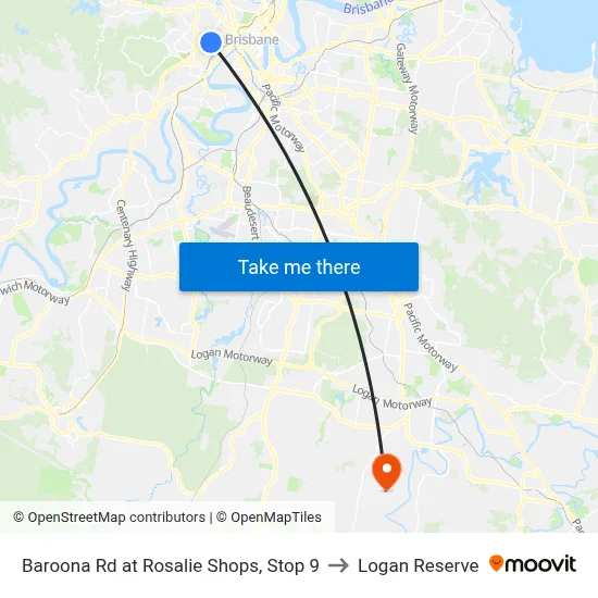 Baroona Rd at Rosalie Shops, Stop 9 to Logan Reserve map