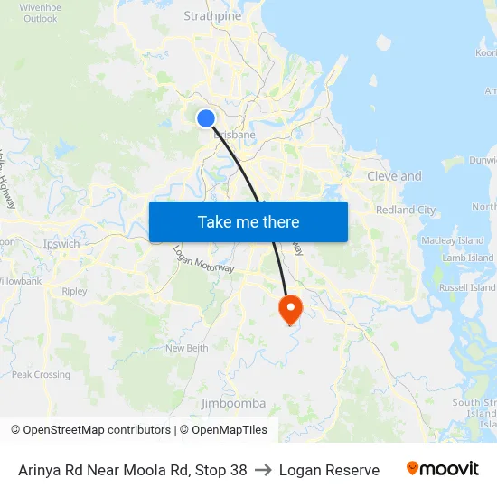 Arinya Rd Near Moola Rd, Stop 38 to Logan Reserve map